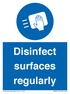 Disinfect surfaces regularly